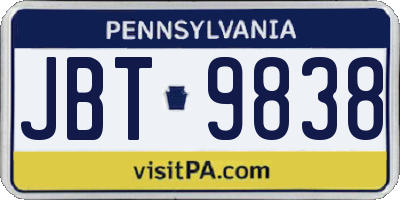 PA license plate JBT9838