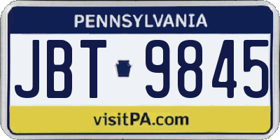 PA license plate JBT9845
