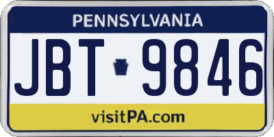 PA license plate JBT9846