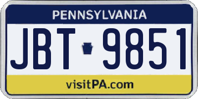 PA license plate JBT9851