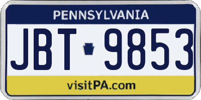PA license plate JBT9853