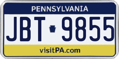 PA license plate JBT9855