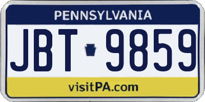 PA license plate JBT9859