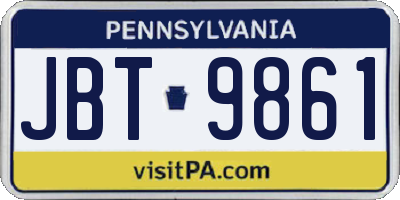 PA license plate JBT9861