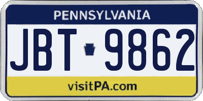 PA license plate JBT9862