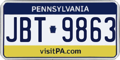 PA license plate JBT9863