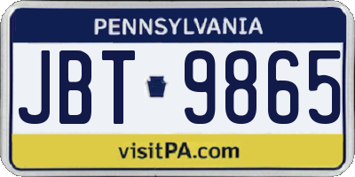 PA license plate JBT9865