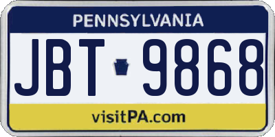 PA license plate JBT9868