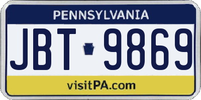 PA license plate JBT9869