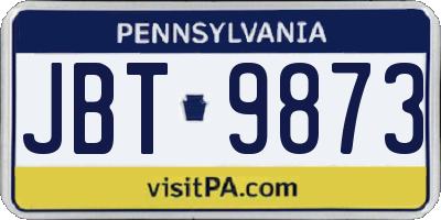 PA license plate JBT9873