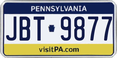 PA license plate JBT9877