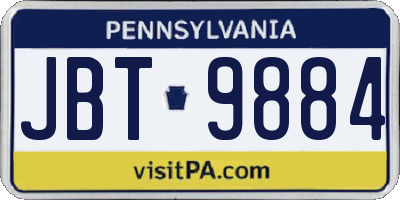 PA license plate JBT9884