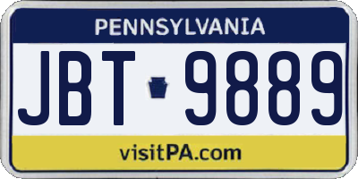 PA license plate JBT9889