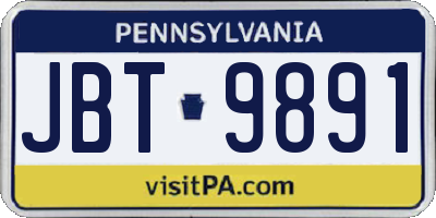 PA license plate JBT9891