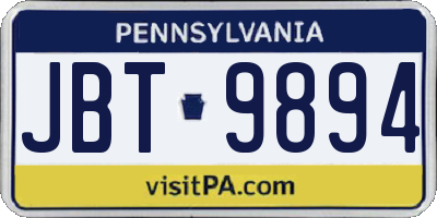 PA license plate JBT9894