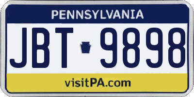 PA license plate JBT9898