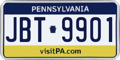 PA license plate JBT9901
