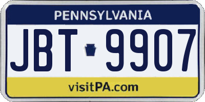 PA license plate JBT9907