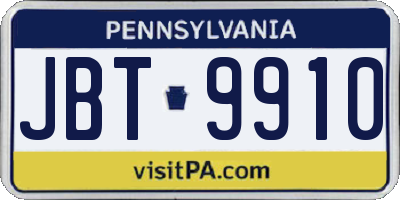 PA license plate JBT9910