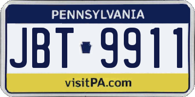 PA license plate JBT9911