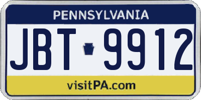 PA license plate JBT9912