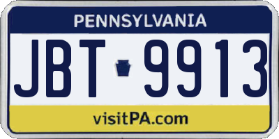 PA license plate JBT9913