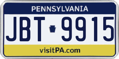PA license plate JBT9915