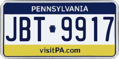PA license plate JBT9917