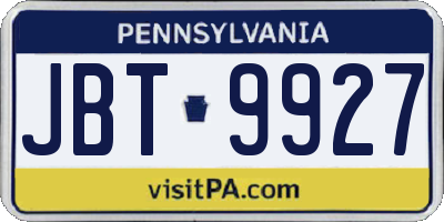 PA license plate JBT9927