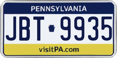 PA license plate JBT9935
