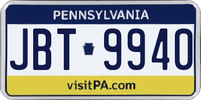 PA license plate JBT9940