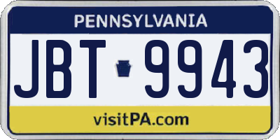 PA license plate JBT9943