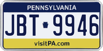 PA license plate JBT9946
