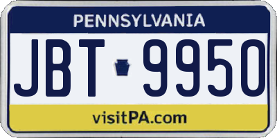 PA license plate JBT9950