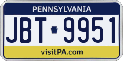 PA license plate JBT9951