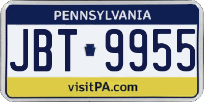 PA license plate JBT9955