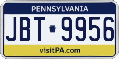 PA license plate JBT9956