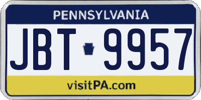 PA license plate JBT9957