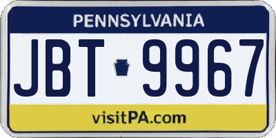 PA license plate JBT9967