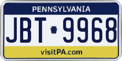 PA license plate JBT9968