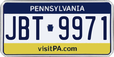 PA license plate JBT9971