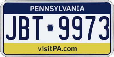 PA license plate JBT9973