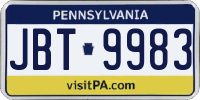 PA license plate JBT9983