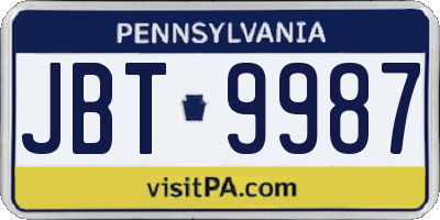 PA license plate JBT9987