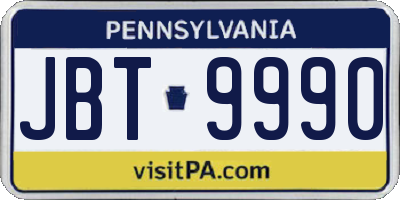 PA license plate JBT9990