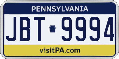 PA license plate JBT9994
