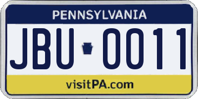 PA license plate JBU0011
