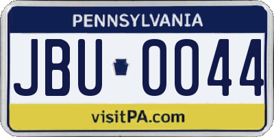 PA license plate JBU0044