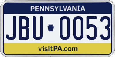 PA license plate JBU0053