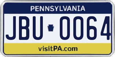 PA license plate JBU0064